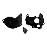 Polisport Clutch and Ignition Cover Protector Kit (Black) - Compatible with Yamaha YZ250F(14-18)