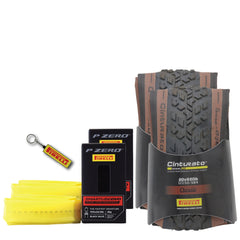 Pirelli Cinturato Gravel M TLR Classic 50-584 (650 x 50c) Road Bicycle Tire & 46/58-584 Presta Scorpion SmarTUBE - SpeedGrip Compound, Tubeless Ready Bike Tire with Keychain (2 Pack Tires & Tubes)