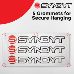 Syndyt Banner (White) - 3x5 ft Vinyl Banner with 5 Grommets, Durable Indoor/Outdoor Sign for Events and Decorations