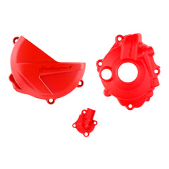Polisport Clutch and Ignition Cover Protector Kit (Red) - Compatible with Honda CRF250R (2018-2024)