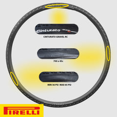 Pirelli Cinturato Gravel RC TLR 45-622 (700 x 45c) Road Bicycle Tire - SpeedGrip Compound, Clincher Type, Tubeless Ready Bike Tire 700x45c