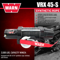 WARN VRX 45-S Powersport Winch – 4,500 lb Pulling Capacity, Synthetic Rope, Sealed Motor, All-Metal Gear Train, Waterproof Construction for ATV/UTV Recovery, Trail Riding & Utility Work