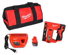 Milwaukee M12 12-Volt Lithium-Ion Cordless 3/8-Inch Crown Stapler Kit with REDLITHIUM CP1.5 Battery, Charger, and Adjustable Belt Hook - Fastens a range of 3/8" flat crown staples from 1/4" - 9/16"