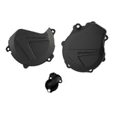 Polisport Clutch and Ignition Cover Protector Kit (Black)- Compatible with KTM EXC-F/XCF-W 450/500 & Husqvarna FE 450/501 (2017-2022)