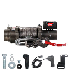 WARN 97730 M15-S Electric 12V Heavyweight Winch with Spydura Synthetic Cable Rope: 3/8" Diameter x 80' Length, 7.5 Ton (15,000 lb) Pulling Capacity