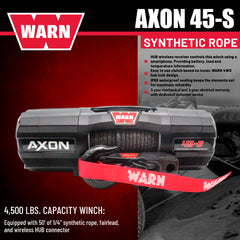 WARN AXON 45-S Powersport Winch – 4,500 lb Pulling Capacity, Synthetic Rope, Advanced Sealed Motor, IP68 Waterproof, All-Metal Gear Train for ATV/UTV Recovery, Trail Riding & Utility Work