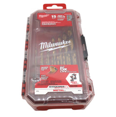 Milwaukee 48-89-4670 15-Piece Titanium-Coated Impact-Ready Drill Bit Set – Durable Alloy Steel Construction with Long-Life Cutting Edges, Precision Tips, and Carrying Case