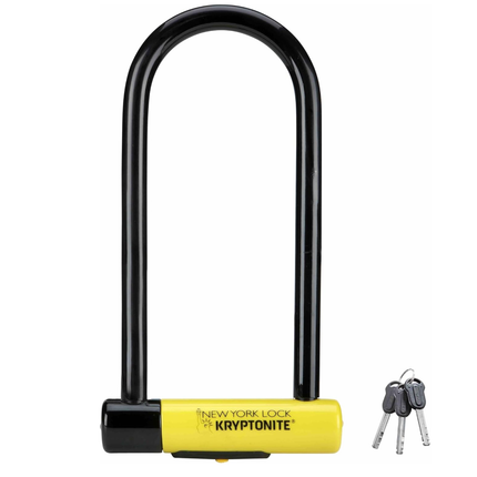 Kryptonite KryptoLok Alarm Weatherproof Disc Lock with 2 Keys with Kryptonite New York U-Lock M-18WL, Heavy Duty U-Lock