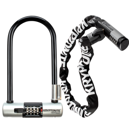 Krypotnite KryptoLok Combo U-Lock with Kryptonite 912 KryptoLok 7.35 Pound Steel Combination Lock Bike Chain