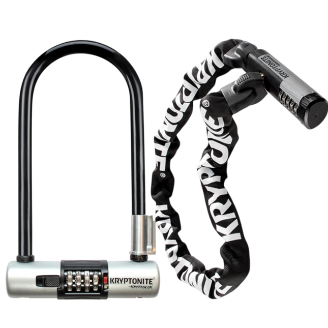 Krypotnite KryptoLok Combo U-Lock with Kryptonite 912 KryptoLok 7.35 Pound Steel Combination Lock Bike Chain