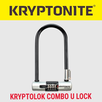 Krypotnite KryptoLok Combo U-Lock with Kryptonite 912 KryptoLok 7.35 Pound Steel Combination Lock Bike Chain