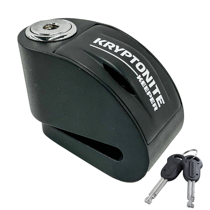 Kryptonite 006060 Keeper Alarm Disc Lock, 100dB Alarm, 5.5mm Pin, Fits Rotors Up to 7mm, IPX7 Waterproof, Compact Disc Brake Lock for Bikes, E-Bikes, Scooters & Motorcycles, 2 Keys Included