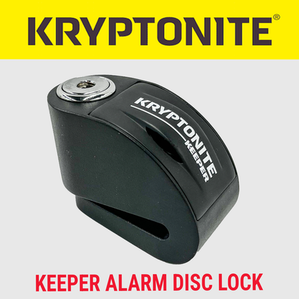 Kryptonite 006060 Keeper Alarm Disc Lock, 100dB Alarm, 5.5mm Pin, Fits Rotors Up to 7mm, IPX7 Waterproof, Compact Disc Brake Lock for Bikes, E-Bikes, Scooters & Motorcycles, 2 Keys Included