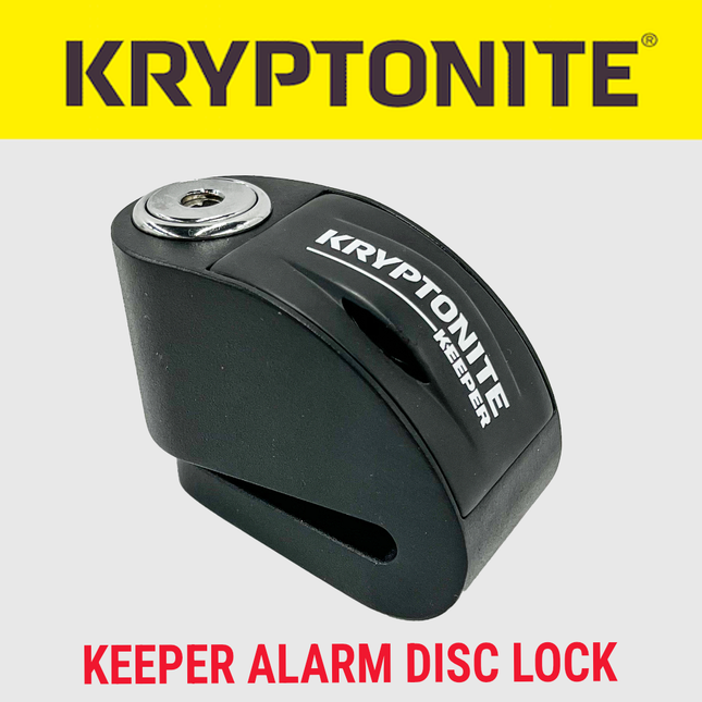 Kryptonite 006060 Keeper Alarm Disc Lock, 100dB Alarm, 5.5mm Pin, Fits Rotors Up to 7mm, IPX7 Waterproof, Compact Disc Brake Lock for Bikes, E-Bikes, Scooters & Motorcycles, 2 Keys Included
