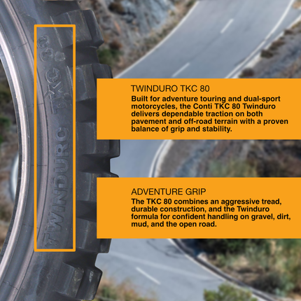 Continental TKC80 Dual Sport Front Motorcycle Tire 110/80B19 M/C 59Q Tubeless (TL) Mud & Snow M+S - Premium All-Terrain On/Off-Road Performance Front Tire for Adventure Touring Motorcycles