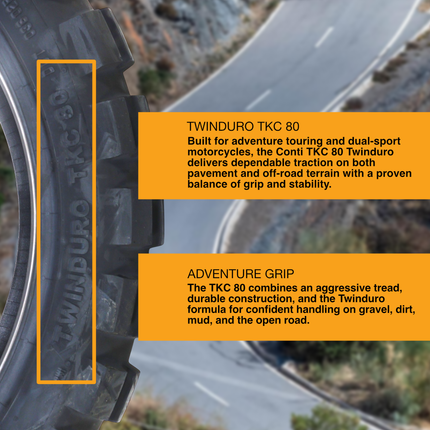 Continental TKC80 Dual Sport Rear Motorcycle Tire 150/70B17 M/C 69Q Tubeless (TL) Mud & Snow M+S - Premium All-Terrain On/Off-Road Performance Rear Tire for Adventure Touring Motorcycles