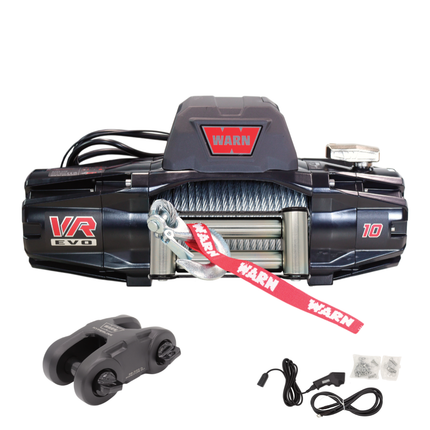 WARN VR EVO 10 Standard Duty Elec Winch for 1/2-ton trucks, Jeeps, and SUVs, 12V DC, 10,000lb Line Pull, 90 ft Steel Cable with Roller Fairlead, IP68 Waterproof, Includes "H" shaped hyperlink shackle