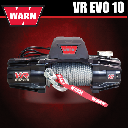 WARN VR EVO 10 Standard Duty Elec Winch for 1/2-ton trucks, Jeeps, and SUVs, 12V DC, 10,000lb Line Pull, 90 ft Steel Cable with Roller Fairlead, IP68 Waterproof, Includes "H" shaped hyperlink shackle