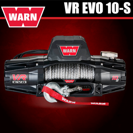 WARN VR EVO 10-S Standard Duty Elec Winch for 1/2-ton trucks, Jeeps, SUVs, 12V DC, 10,000lb Line Pull, 90ft Synthetic Rope with Roller Fairlead, IP68 Waterproof, Includes "H" shaped hyperlink shackle