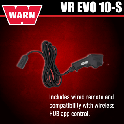 WARN VR EVO 10-S Standard Duty Elec Winch for 1/2-ton trucks, Jeeps, SUVs, 12V DC, 10,000lb Line Pull, 90ft Synthetic Rope with Roller Fairlead, IP68 Waterproof, Includes "H" shaped hyperlink shackle