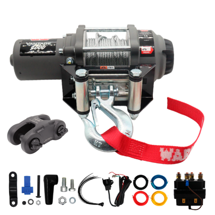 WARN Vantage 2000 12V DC Electric Winch for ATV UTV Side-by-Side (108212), 2000 lb Pulling Capacity, 55 Ft Steel Wire Rope, Fully Sealed Motor, Roller Fairlead, Includes "H" shaped hyperlink shackle