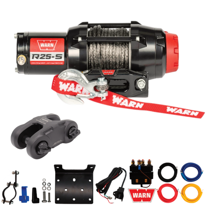 Warn R25-S Rope Winch - 2,500 lb. Pulling Capacity with EPIC Hyperlink H-Shackle
