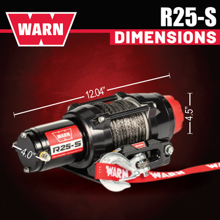 Warn R25-S Rope Winch - 2,500 lb. Pulling Capacity with EPIC Hyperlink H-Shackle