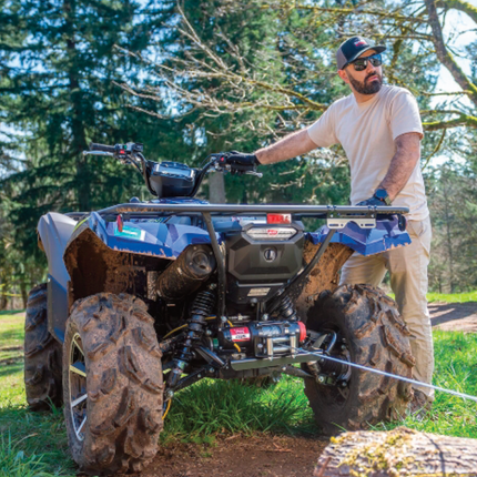 Warn R25 Wire Rope Winch - 2,500 lb Pulling Capacity, 50ft of Steel Rope, Remote-Mounted Rocker Switch, Roller fairlead for ATV, UTV, Side by Side, SXS Recovery & Towing, Includes Hyperlink Shackle