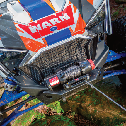 Warn R45-S Wire Rope Winch - 4,500lb Pulling Capacity, 50ft of Synth. Rope, Remote-Mounted Rocker Switch, Roller fairlead for ATV, UTV, Side by Side, SXS Recovery & Towing, Includes Hyperlink Shackle