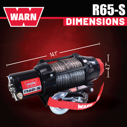 Warn R60-S Wire Rope Winch - 6,000lb Pulling Capacity, 50ft of Synth. Rope, Remote-Mounted Rocker Switch, Roller fairlead for ATV, UTV, Side by Side, SXS Recovery & Towing, Includes Hyperlink Shackle