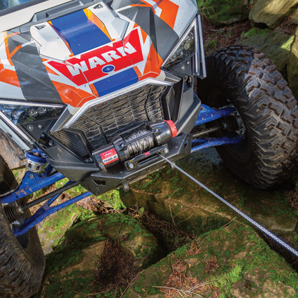 Warn R60-S Wire Rope Winch - 6,000lb Pulling Capacity, 50ft of Synth. Rope, Remote-Mounted Rocker Switch, Roller fairlead for ATV, UTV, Side by Side, SXS Recovery & Towing, Includes Hyperlink Shackle