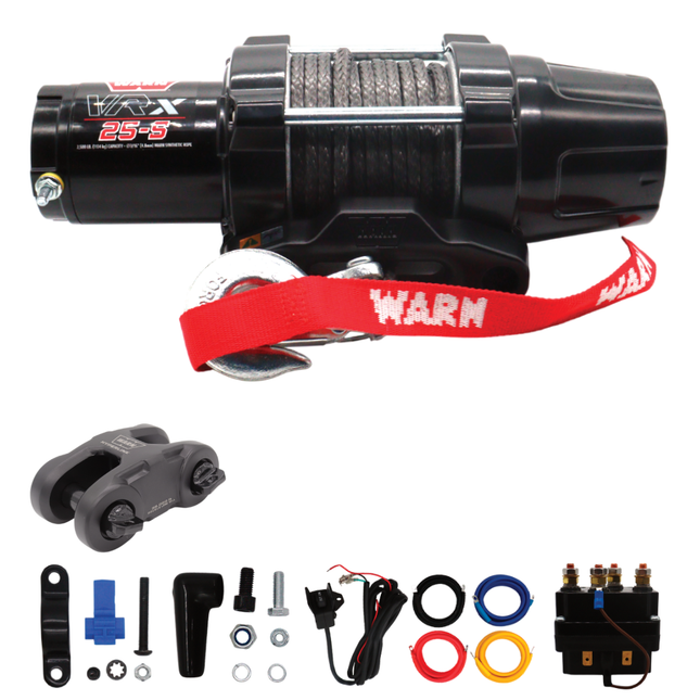 WARN VRX 45-S Powersport Winch – 2,500 lb Line Pull Rating, Synthetic Rope, Waterproof IP68 Design for ATV/UTV Recovery, Trail Riding & Utility Work, Includes "H" shaped hyperlink shackle