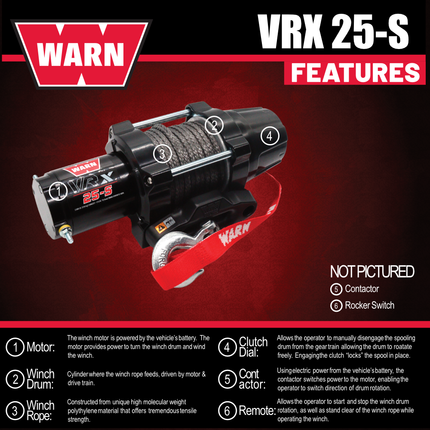 WARN VRX 45-S Powersport Winch – 2,500 lb Line Pull Rating, Synthetic Rope, Waterproof IP68 Design for ATV/UTV Recovery, Trail Riding & Utility Work, Includes "H" shaped hyperlink shackle