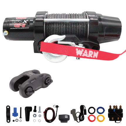 WARN VRX 45-S Powersport Winch – 4,500 lb Line Pull Rating, Synthetic Rope, Waterproof IP68 Design for ATV/UTV Recovery, Trail Riding & Utility Work, Includes "H" shaped hyperlink shackle