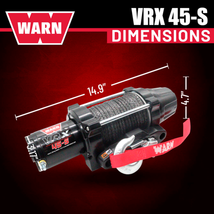 WARN VRX 45-S Powersport Winch – 4,500 lb Line Pull Rating, Synthetic Rope, Waterproof IP68 Design for ATV/UTV Recovery, Trail Riding & Utility Work, Includes "H" shaped hyperlink shackle