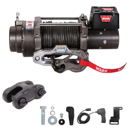 WARN M12-S Heavyweight Winch – 12,000 lb Pulling Capacity, Synthetic Rope, Advanced Sealed Motor, All-Metal Gear Train for Off-Road Recovery & Industrial Use,  Includes "H" shaped hyperlink shackle