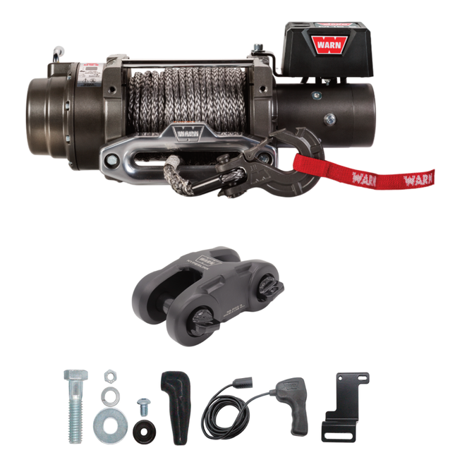 WARN M15-S Heavyweight Winch – 15,000 lb Pulling Capacity, Synthetic Rope, Advanced Sealed Motor, All-Metal Gear Train for Off-Road Recovery & Industrial Use,  Includes "H" shaped hyperlink shackle