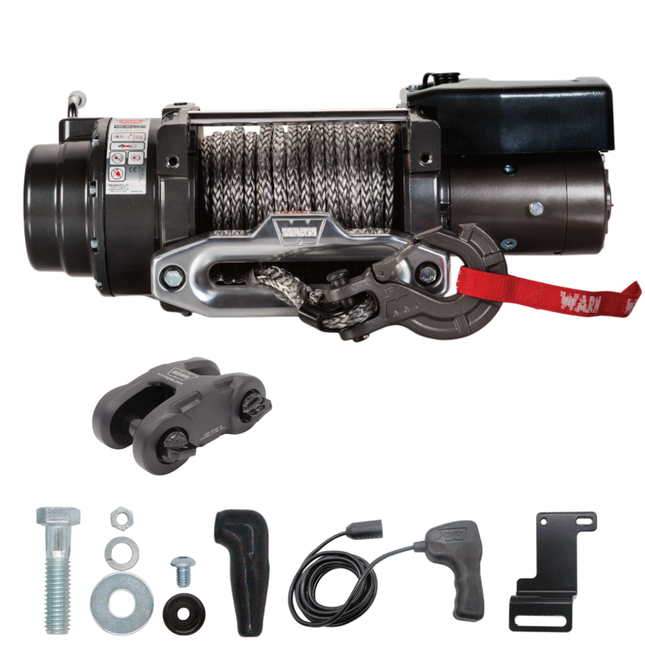 WARN 16.5ti-S Heavyweight Winch – 16,500lb Pulling Capacity, Synthetic Rope,  Advanced Sealed Motor, All-Metal Gear Train for Off-Road Recovery & Industrial Use, Includes "H" shaped hyperlink shackle