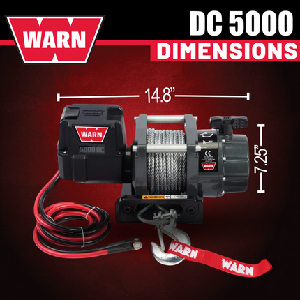 WARN 5000 DC Series, 5000lb Pulling Capacity, Heavy-Duty 12V w/ Steel Cable,Hook & Remote Control, Powerful Utility Winch for Trailers, Workshops, Etc, EPIC Dual Pin "H" Shape Shackle Hyperlink