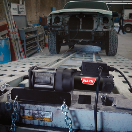 WARN 5000 DC Series, 5000lb Pulling Capacity, Heavy-Duty 12V w/ Steel Cable,Hook & Remote Control, Powerful Utility Winch for Trailers, Workshops, Etc, EPIC Dual Pin "H" Shape Shackle Hyperlink