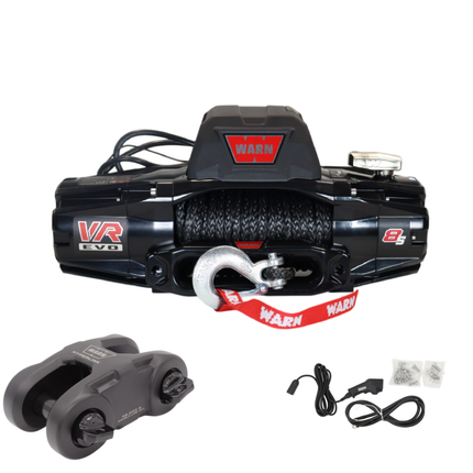 WARN VR EVO 8-S Standard Duty Elec Winch for 1/2-ton trucks, Jeeps, & SUVs, 12V DC, 8,000lb Line Pull, 90 ft Synthetic Rope with Roller Fairlead, IP68 Waterproof, Includes "H" shaped hyperlink shackle