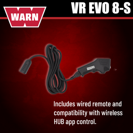 WARN VR EVO 8-S Standard Duty Elec Winch for 1/2-ton trucks, Jeeps, & SUVs, 12V DC, 8,000lb Line Pull, 90 ft Synthetic Rope with Roller Fairlead, IP68 Waterproof, Includes "H" shaped hyperlink shackle