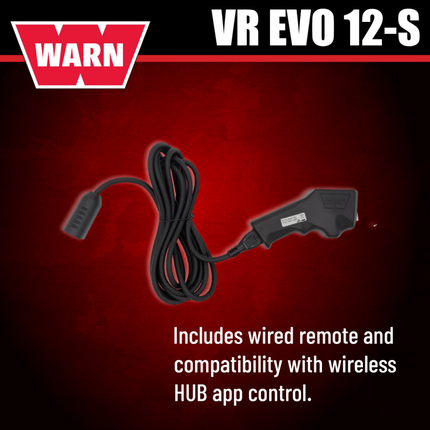 WARN VR EVO 12-S Standard Duty Elec Winch for 1/2-ton trucks, Jeeps, SUVs, 12V DC, 12,000lb Line Pull, 90ft Synthetic Rope with Roller Fairlead, IP68 Waterproof, Includes "H" shaped hyperlink shackle