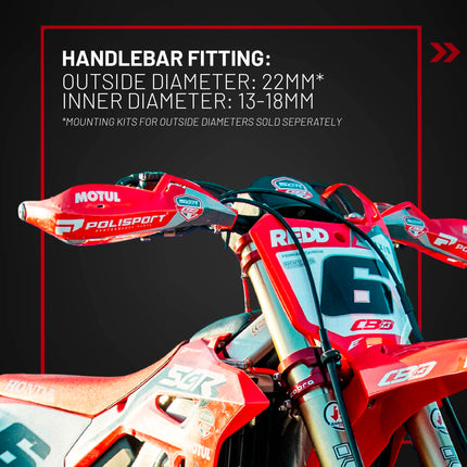 Polisport Evolution Integral Handguards for Motocross Motorcycles-MX Replica Plastic Hand Guards - Durable, Flexible, Easy to Install,  Supermoto, Motard, Dirt Bikes & Off-Road Protection- White