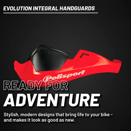 Polisport Evolution Integral Handguards for Motocross Motorcycles-MX Replica Plastic Hand Guards - Durable, Flexible, Easy to Install,  Supermoto, Motard, Dirt Bikes & Off-Road Protection- Red