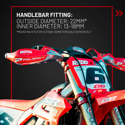 Polisport Evolution Integral Handguards for Motocross Motorcycles-MX Replica Plastic Hand Guards - Durable, Flexible, Easy to Install,  Supermoto, Motard, Dirt Bikes & Off-Road Protection- Red