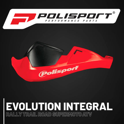 Polisport Evolution Integral Handguards for Motocross Motorcycles-MX Replica Plastic Hand Guards - Durable, Flexible, Easy to Install,  Supermoto, Motard, Dirt Bikes & Off-Road Protection- Red