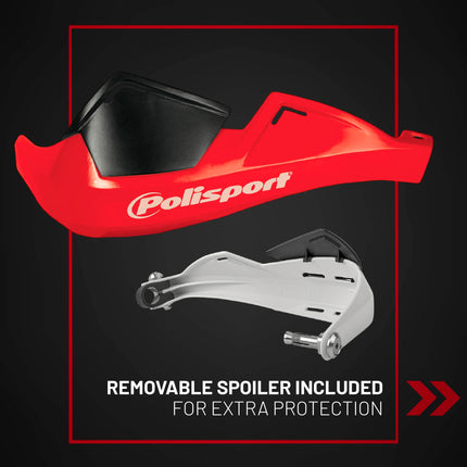 Polisport Evolution Integral Handguards for Motocross Motorcycles-MX Replica Plastic Hand Guards - Durable, Flexible, Easy to Install,  Supermoto, Motard, Dirt Bikes & Off-Road Protection- Red