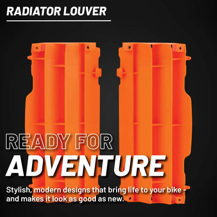 Polisport Radiator Louvers - Orange Panels for KTM 125/150/250/300/350/450 SX/SX-F/XC/XC-F/EXC (2007-2016)  - OEM Fit, Durable Plastic, Enhanced Airflow, Easy Installation