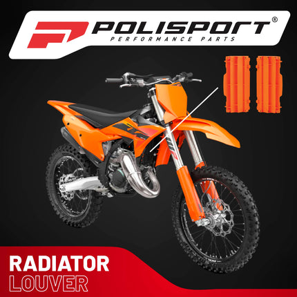 Polisport Radiator Louvers - Orange Panels for KTM 125/150/250/300/350/450 SX/SX-F/XC/XC-F/EXC (2007-2016)  - OEM Fit, Durable Plastic, Enhanced Airflow, Easy Installation